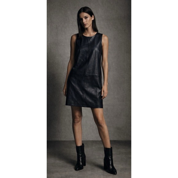knee length dresses for ladies Icon Black Faux Leather Bubble Hem Mini Dress S main image 0
